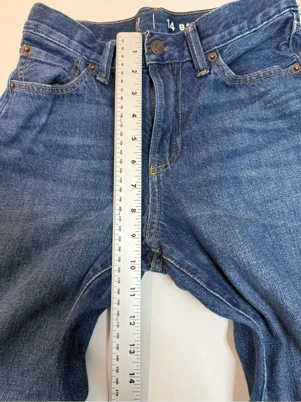 Gap Kids Baggy Jeans Youth Girls Size 14 Medium Wash 100% Cotton Wide Leg Denim